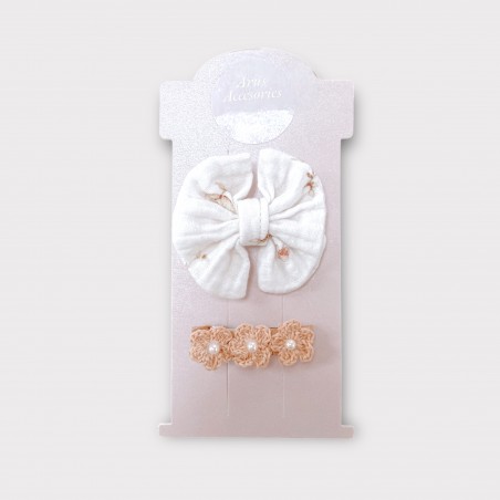 Zestaw spinek Fragile Peony z brązowymi kwiatuszkami