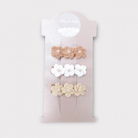 Zestaw 3 spinek plecione kwiaty