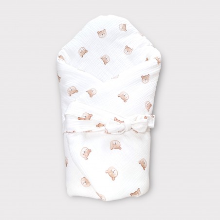 4w1 Rożek, otulacz, kołderka,mata z wypełnieniem muślin Little Teddy