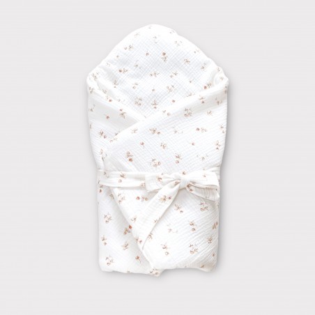 4w1 Rożek, otulacz, kołderka,mata z wypełnieniem muślin Fragile Peony