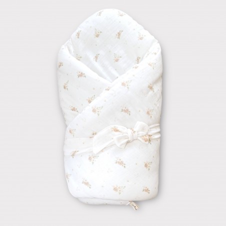 4w1 Rożek, otulacz, kołderka,mata z wypełnieniem muślin Pastel Roses