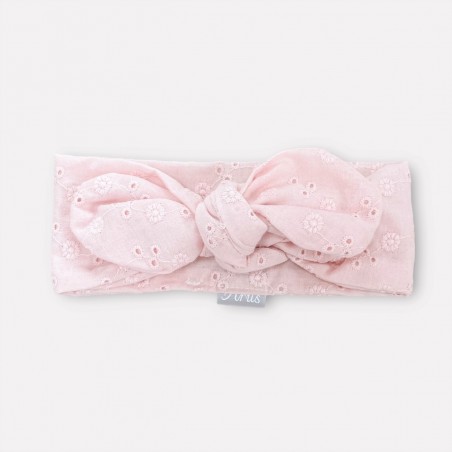 Opaska bawełniana haftowana pudrowa