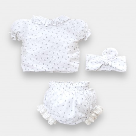 Komplet Bluebonne: Koszula + bloomersy + opaska