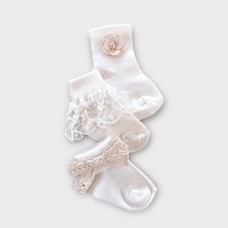 Zestaw 3 par skarpetek Tinkerbell 0-3m śmietankowe