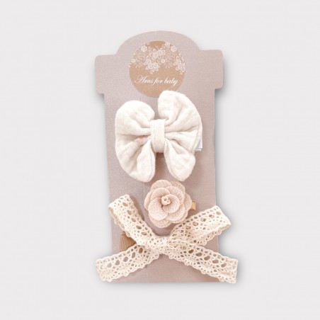 Zestaw 3 spinek Tinkerbell z beżowym kwiatuszkiem