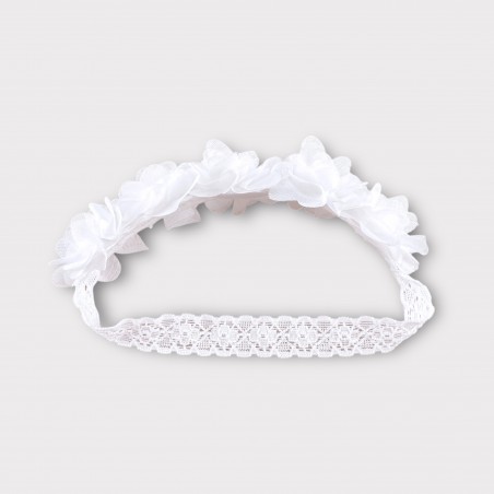 Opaska z kwiatami śmietankowa