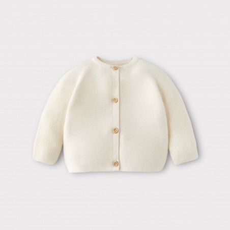 SWETER Z DZIANINY O ŚCIEGU FRANCUSKIM jasno beżowy