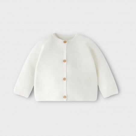 SWETER Z DZIANINY O ŚCIEGU FRANCUSKIM śmietankowy