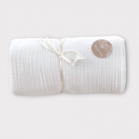 PRZEŚCIERADŁO MUŚLINOWE Z GUMKĄ śmietankowe