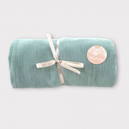 PRZEŚCIERADŁO MUŚLINOWE Z GUMKĄ zgaszona zieleń