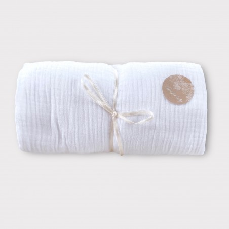 PRZEŚCIERADŁO MUŚLINOWE Z GUMKĄ białe