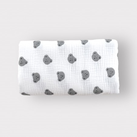 PRZEŚCIERADŁO MUŚLINOWE Z GUMKĄ Misie