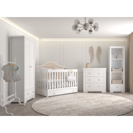 Meble do pokoju dziecięcego, zestaw mebli CARMEN 4 (beżowy) : łóżeczko + komoda + szafa + regał