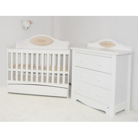 Zestaw mebli WIKTORIA 2 : łóżeczko z szufladą + komoda z przewijakiem