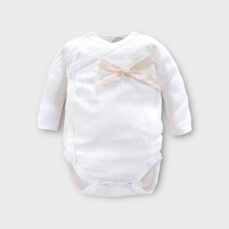 AŻUROWE BODY z koronką śmietankowe