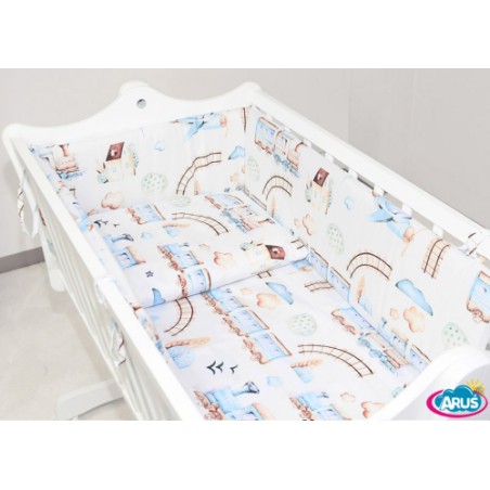 5 el. pościel do kołyski (ciuchcia niebieska)