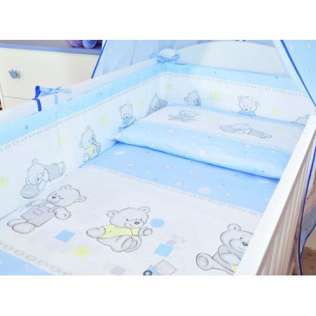 ARUŚ 2 el. pościel do łóżeczka 120*90 (34-niebieskie misie cukierki)