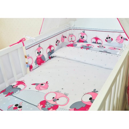 ARUŚ 2 el. pościel do łóżeczka 120*90 (33-różowe sowy nowe)
