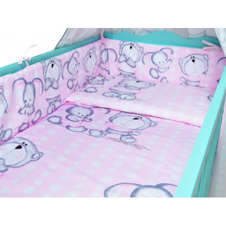 ARUŚ 2 el. pościel do łóżeczka 120*90 (31-różowy zając)