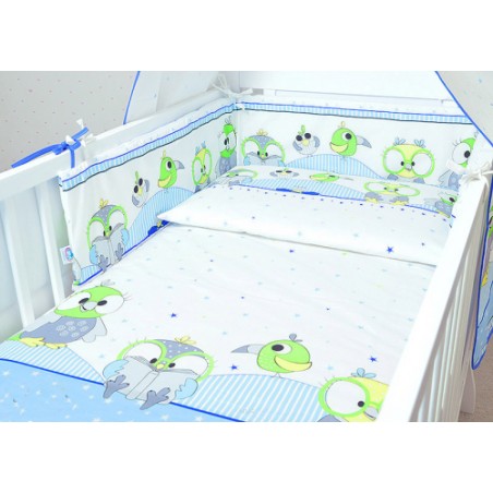 ARUŚ 2 el. pościel do łóżeczka 120*90 (29-niebieskie sowy NOWE)