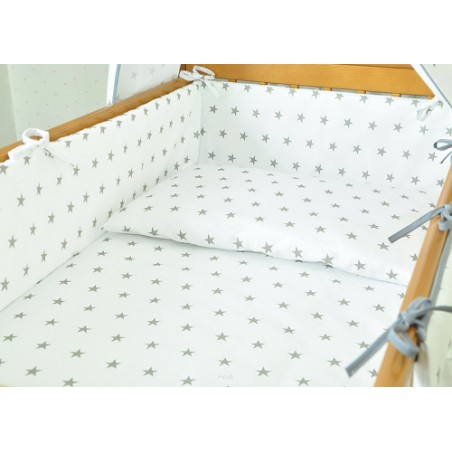 ARUŚ 2 el. pościel do łóżeczka 120*90 (19-popiel gwiazdki na bialym tle)