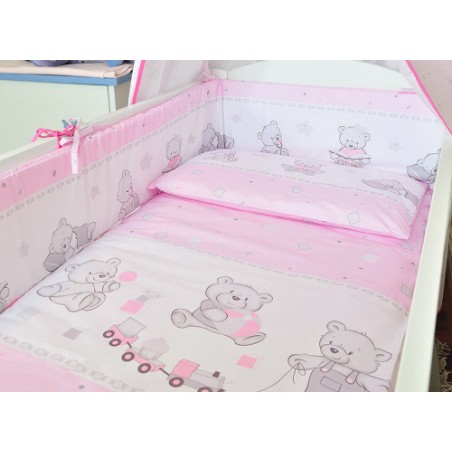 ARUŚ 2 el. pościel do łóżeczka 120*90 (12-rozowe misie cukieki)