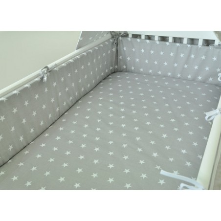 ARUŚ 2 el. pościel do łóżeczka 120*90 (6-biale gwiazdki na popiel tle)