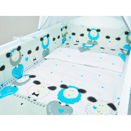 ARUŚ 2 el. pościel do łóżeczka 120*90 (5-owca z sercem niebieska)
