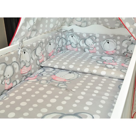 ARUŚ 2 el. pościel do łóżeczka 120*90 (101-popielaty zajac)