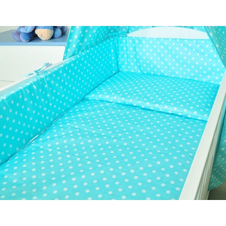 ARUŚ 2 el. pościel do łóżeczka 120*90 (113-turkus grochy)
