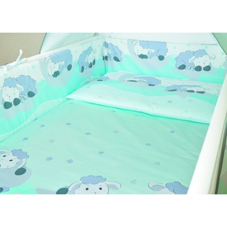 ARUŚ 2 el. pościel do łóżeczka 120*90 (119-mietowe barany NOWE)