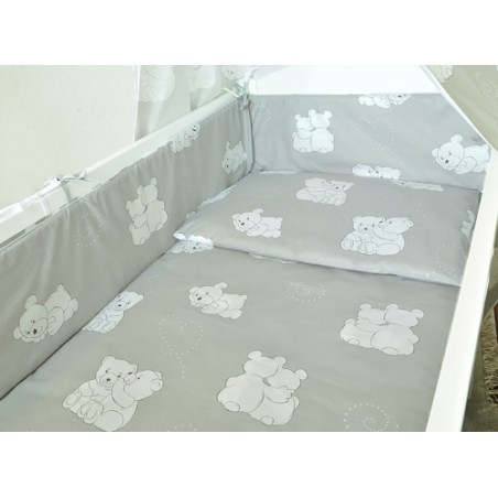 ARUŚ 2 el. pościel do łóżeczka 120*90 (129-białe małe misie na popiel tle)