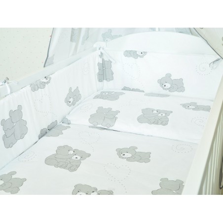 ARUŚ 2 el. pościel do łóżeczka 120*90 (131-popiel misie na bialym)