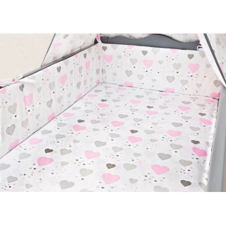 ARUŚ 2 el. pościel do łóżeczka 120*90 (138-rozowo popielate serca)