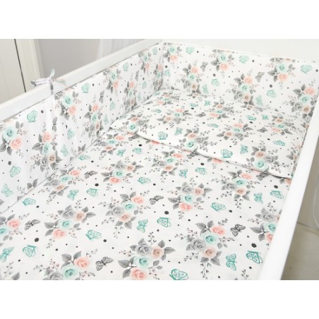 ARUŚ 2 el. pościel do łóżeczka 120*90 (154-różyczki białe)