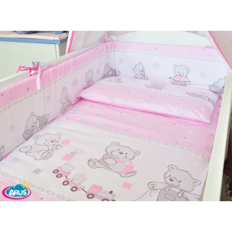 ARUŚ 3 el. pościel do łóżeczka 120*90 (12-rozowe misie cukierki)