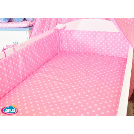 ARUŚ 3 el. pościel do łóżeczka 120*90 (111-rozowe grochy)