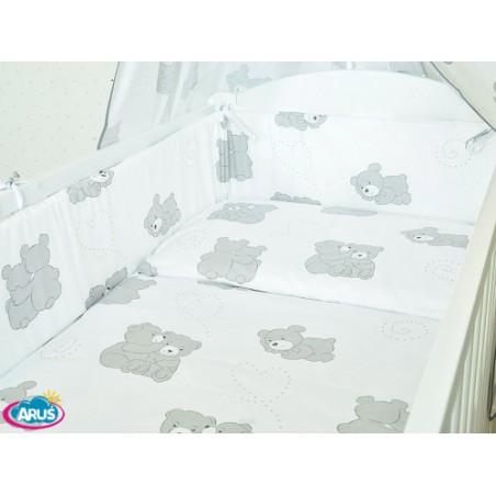 ARUŚ 3 el. pościel do łóżeczka 120*90 (131-popiel misie na bialym)