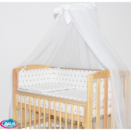 6 el. Pościel do łóżeczka Tobiasz (popielate gwiazdki na białym)