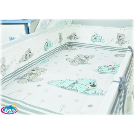 ARUŚ 5 el. pościel do łóżeczka 120*90 (14-zielone misie dmuchawce)