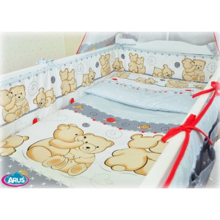 ARUŚ 5 el. pościel do łóżeczka 120*90 (107-popielaty teddy)