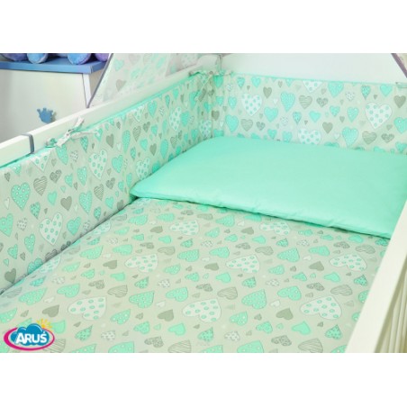 ARUŚ 5 el. pościel do łóżeczka 120*90 (109-mietowe serca)