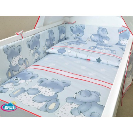 ARUŚ 5 el. pościel do łóżeczka 120*90 (117-popiel mis z podusia)