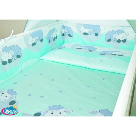 ARUŚ 5 el. pościel do łóżeczka 120*90 (119-mietowe barany NOWE)