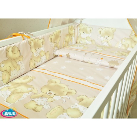ARUŚ 5 el. pościel do łóżeczka 120*90 (132-bezowy mis z podusia)