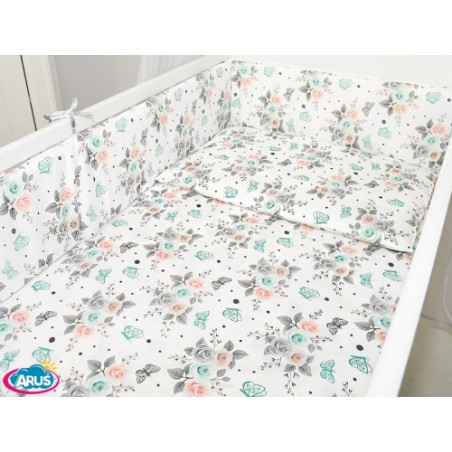 ARUŚ 5 el. pościel do łóżeczka 120*90 (154-różyczki białe)