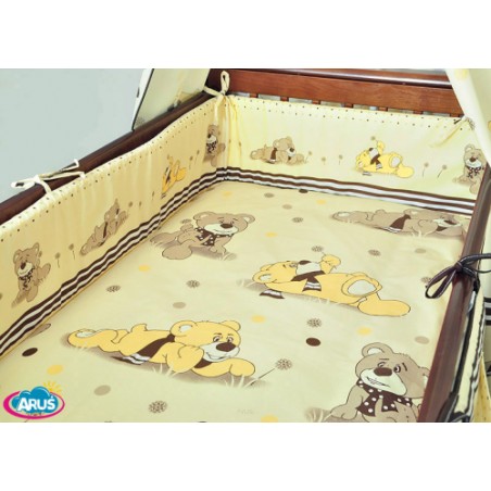 ARUŚ 7 el. pościel do łóżeczka 120*90 (17-bezowe misie dmuchawce)