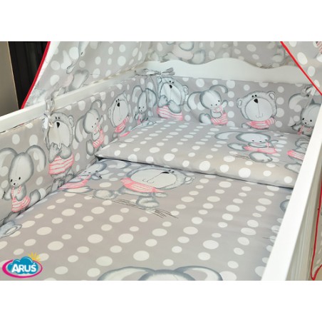 ARUŚ 7 el. pościel do łóżeczka 120*90 (101-popielaty zajac)