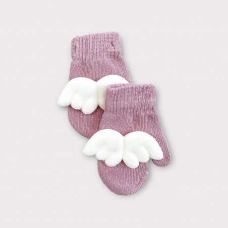 Rękawiczki aniołki ciemny róż