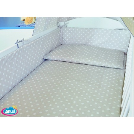 ARUŚ 7 el. pościel do łóżeczka 120*90 (112-popielate grochy)